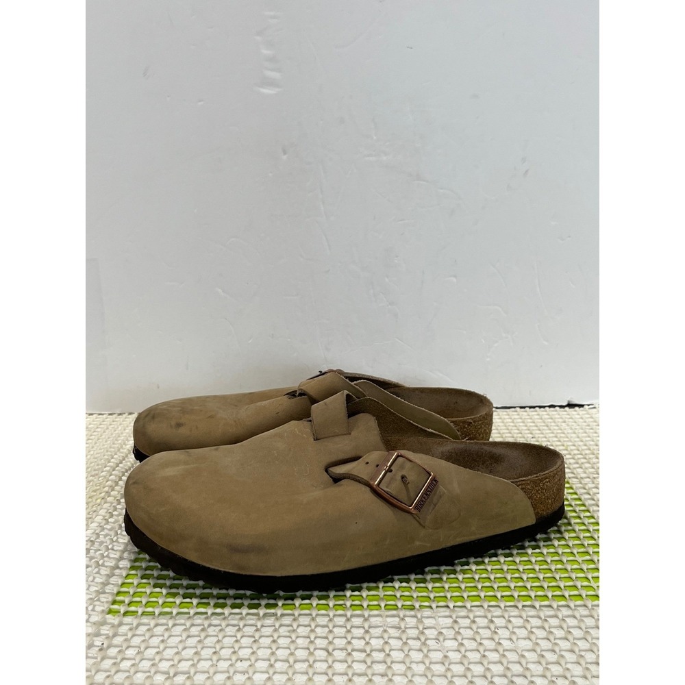 Birkenstock Boston Suede Clogs Size 38 L7 M5 Tan/Beige Good